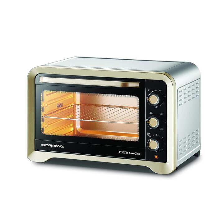 Morphy Richards 45 RCSS LuxeChef Stainless Steel Body Oven Toaster Griller (OTG) with Illuminated Chamber Convection and Rotisserie Function Gold/Matte Black- 45 Liters (510052 45RCSS)